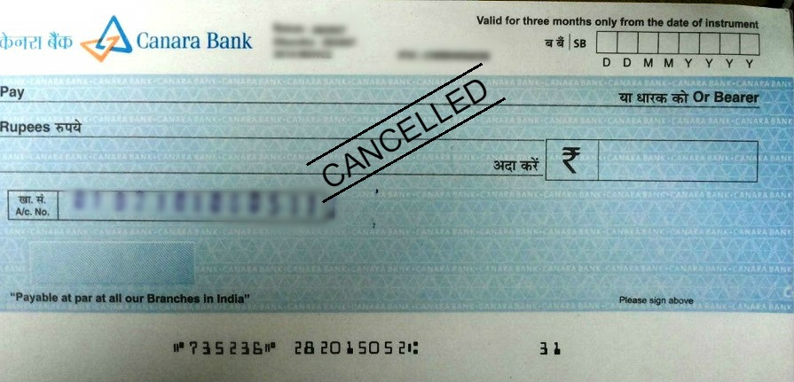 cancelled cheque leaf sample