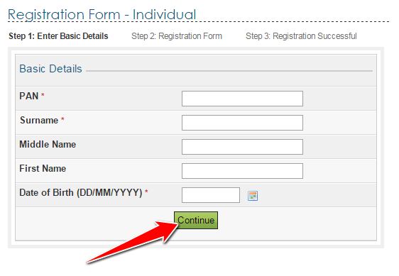 Individual Registration Form to Find PAN Card Holder Address