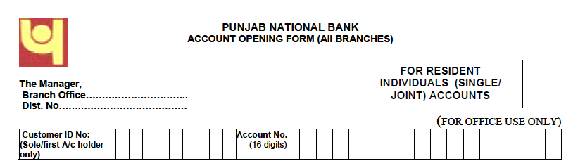 Enter PNB Branch & Type of Account
