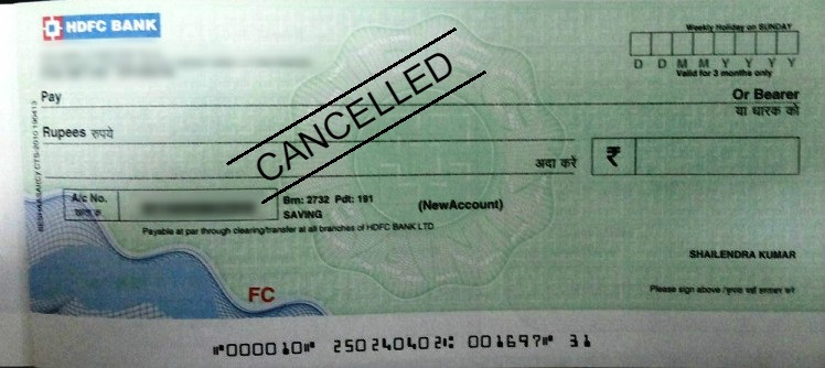 How to Write a Cancelled Cheque in HDFC Bank