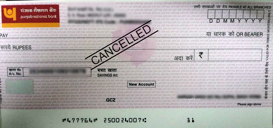 How to Write a Cancelled Cheque in PNB