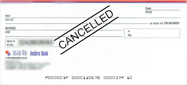 How to Write a Cancelled Cheque in Andhra Bank