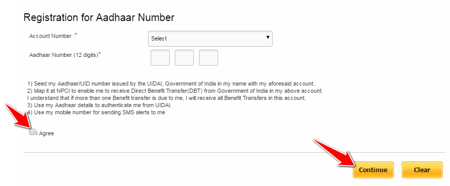 Registration for Aadhaar Number in PNB Online