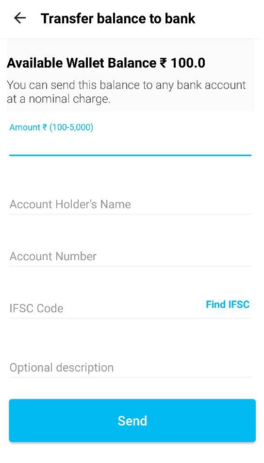 Transfer Paytm Wallet Money to Bank Account